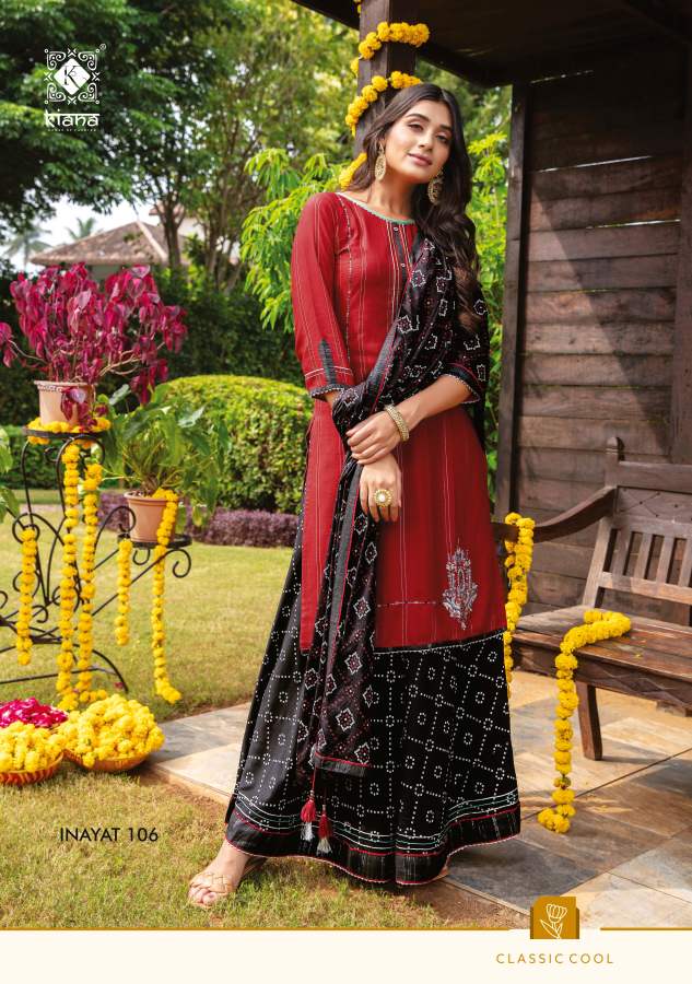 Kiana Inayat Fancy Festive Wear Kurti With Sharara And Dupatta Readymade Collection